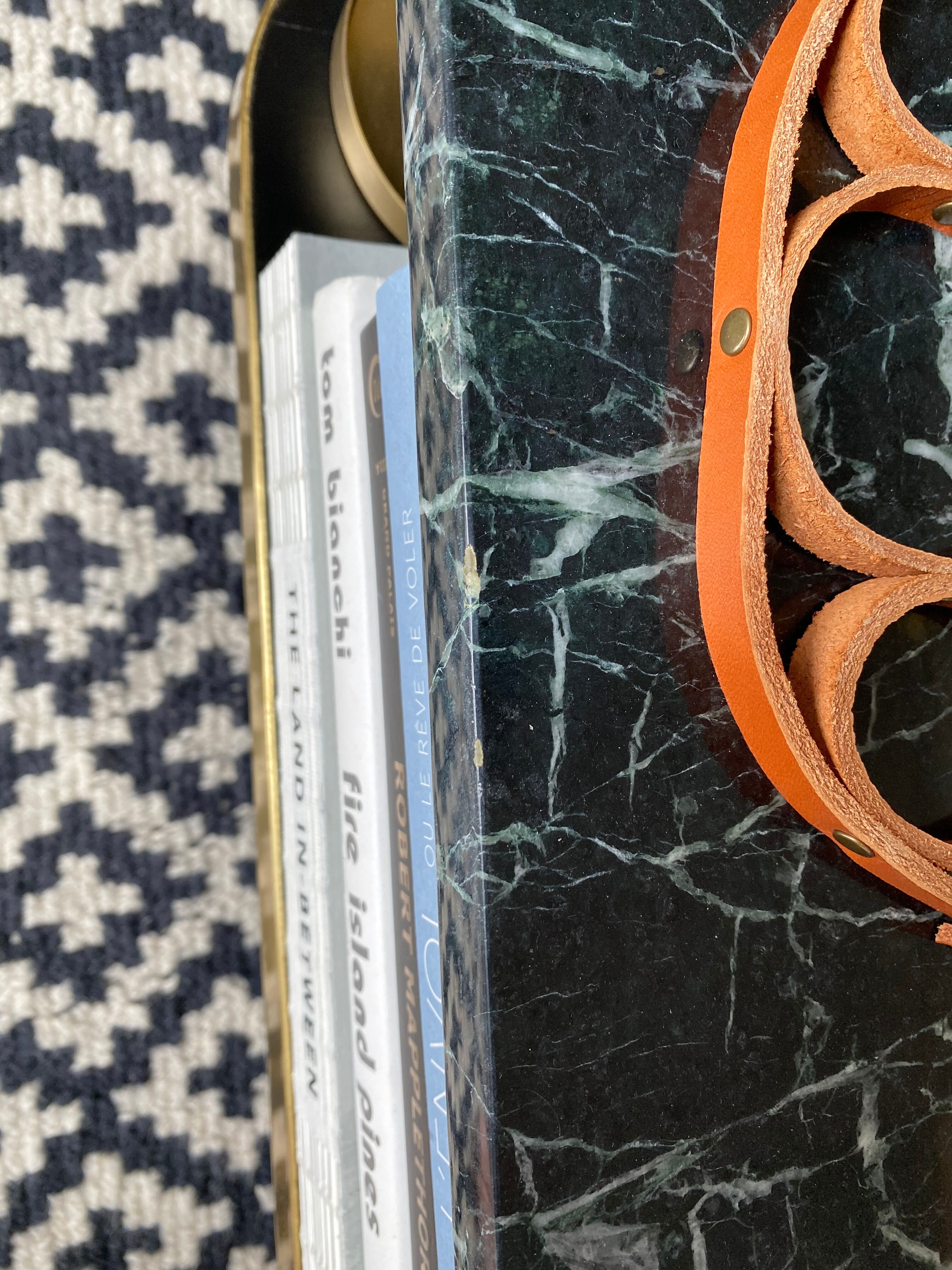 Red Edition brass and green marble lounge table