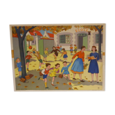 School poster editions Nightingale Montmorillon Vienna, the fall and the harvest vintage 1960