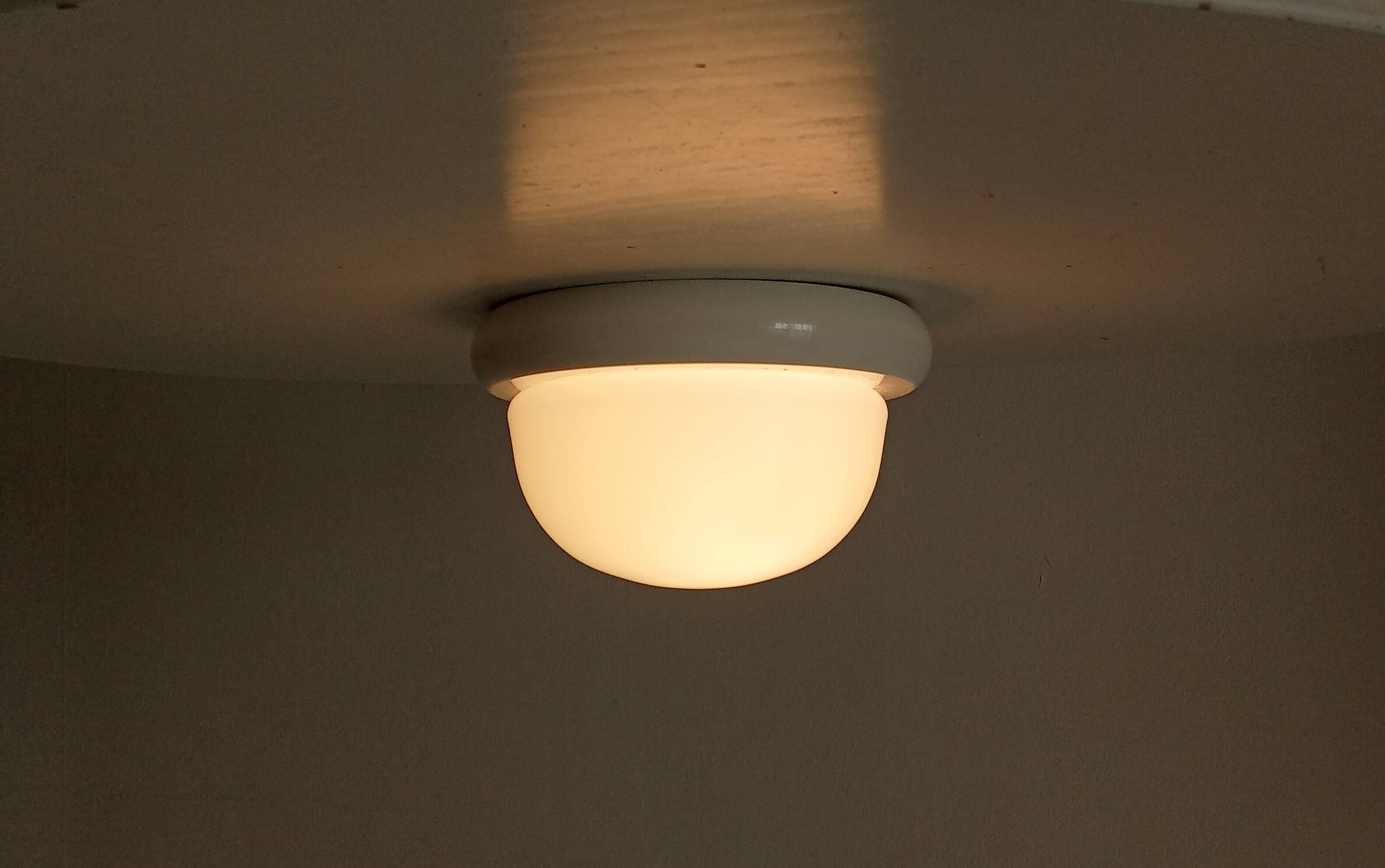 Vintage wall lamp in opaline and lacquered wood