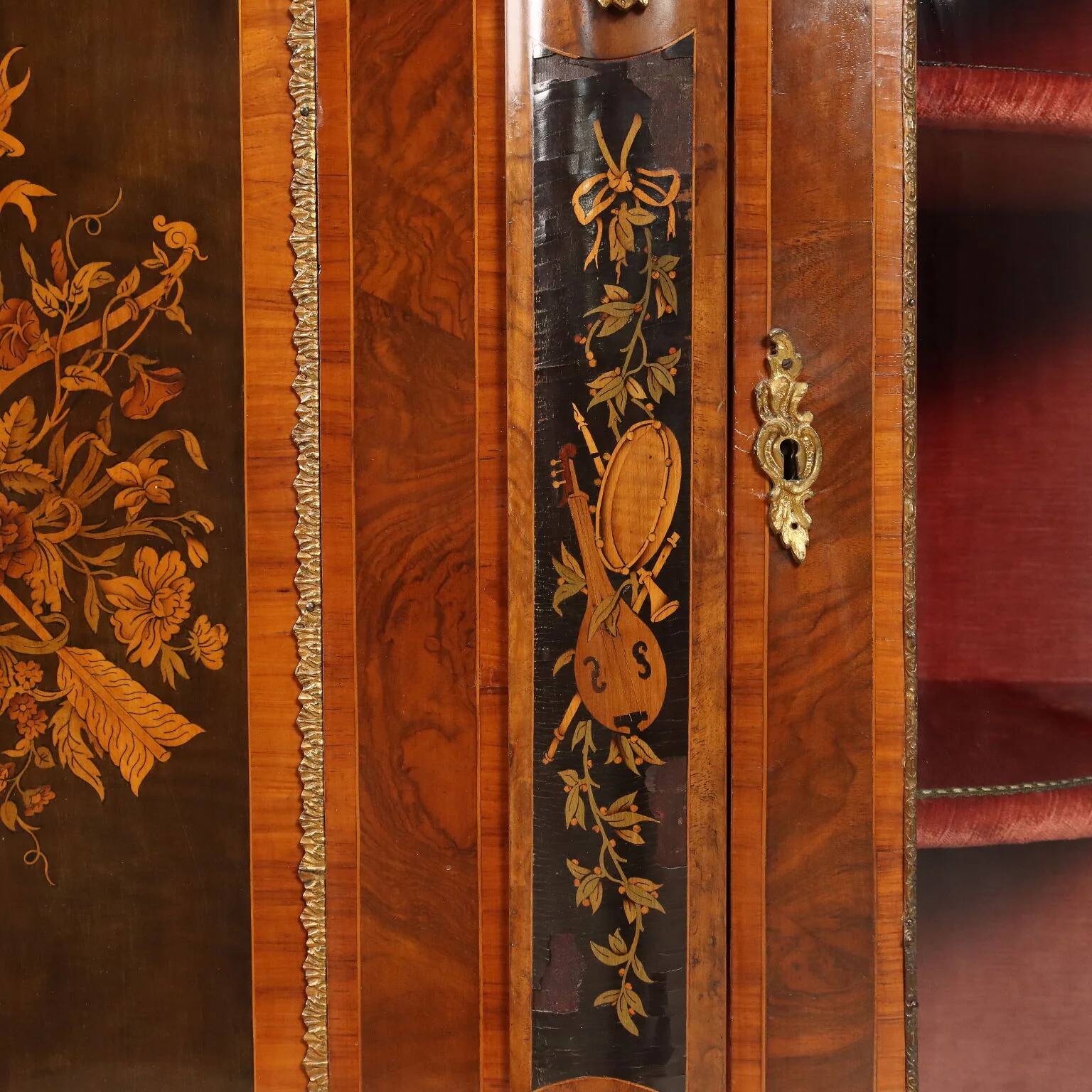 Antique cabinet in various types of wood, United Kingdom, 19th century.