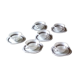 6 tasses à cafe en porcelaine - acier