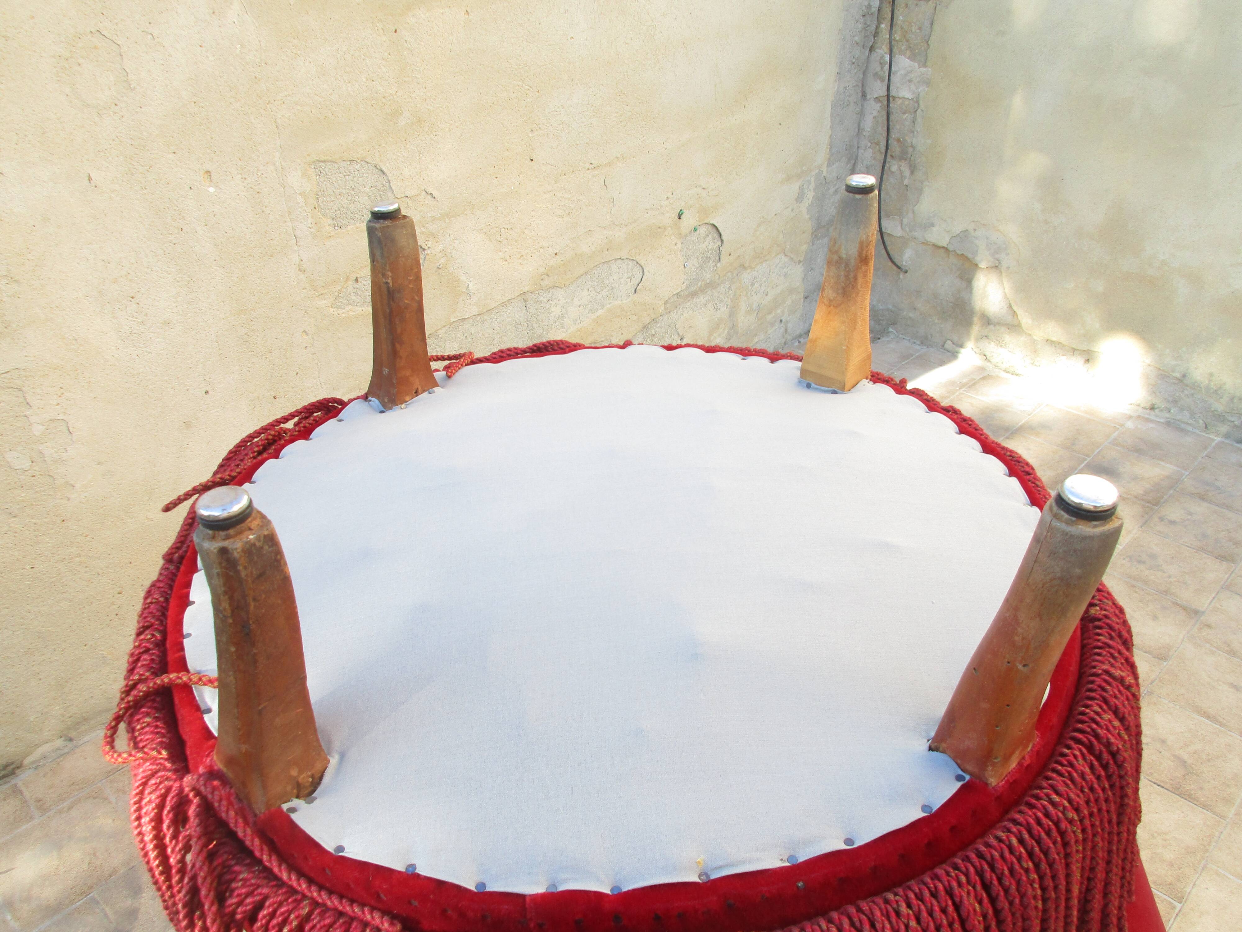 Pair of red velvet toad chairs