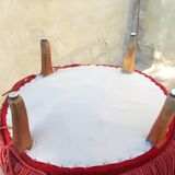 Pair of red velvet toad chairs