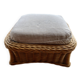 Square pouf or footstool in rattan