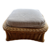 Square pouf or footstool in rattan