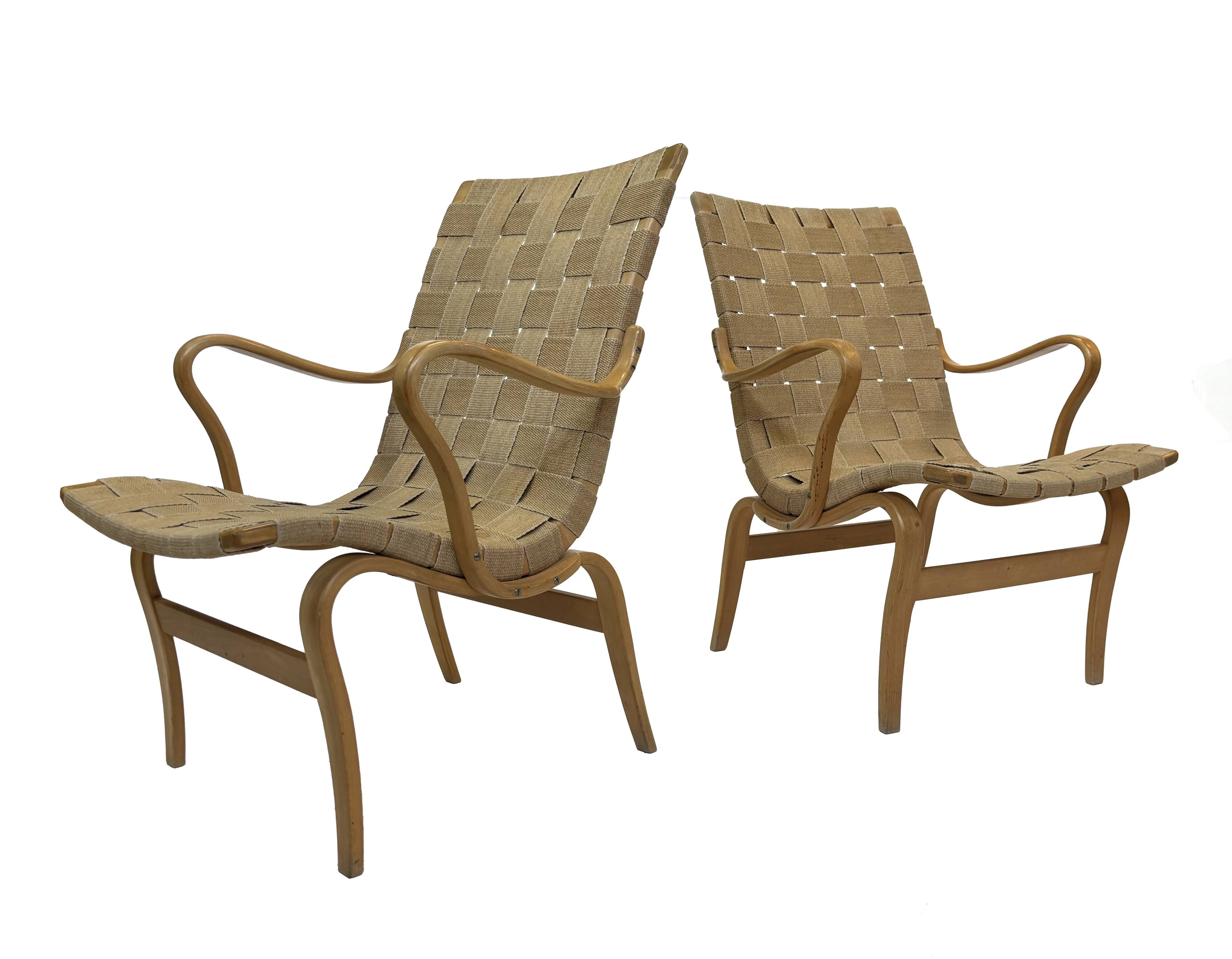 Paire de fauteuils originaux Mid Century modèle "Eva" par Bruno Mathsson 1971 Suède