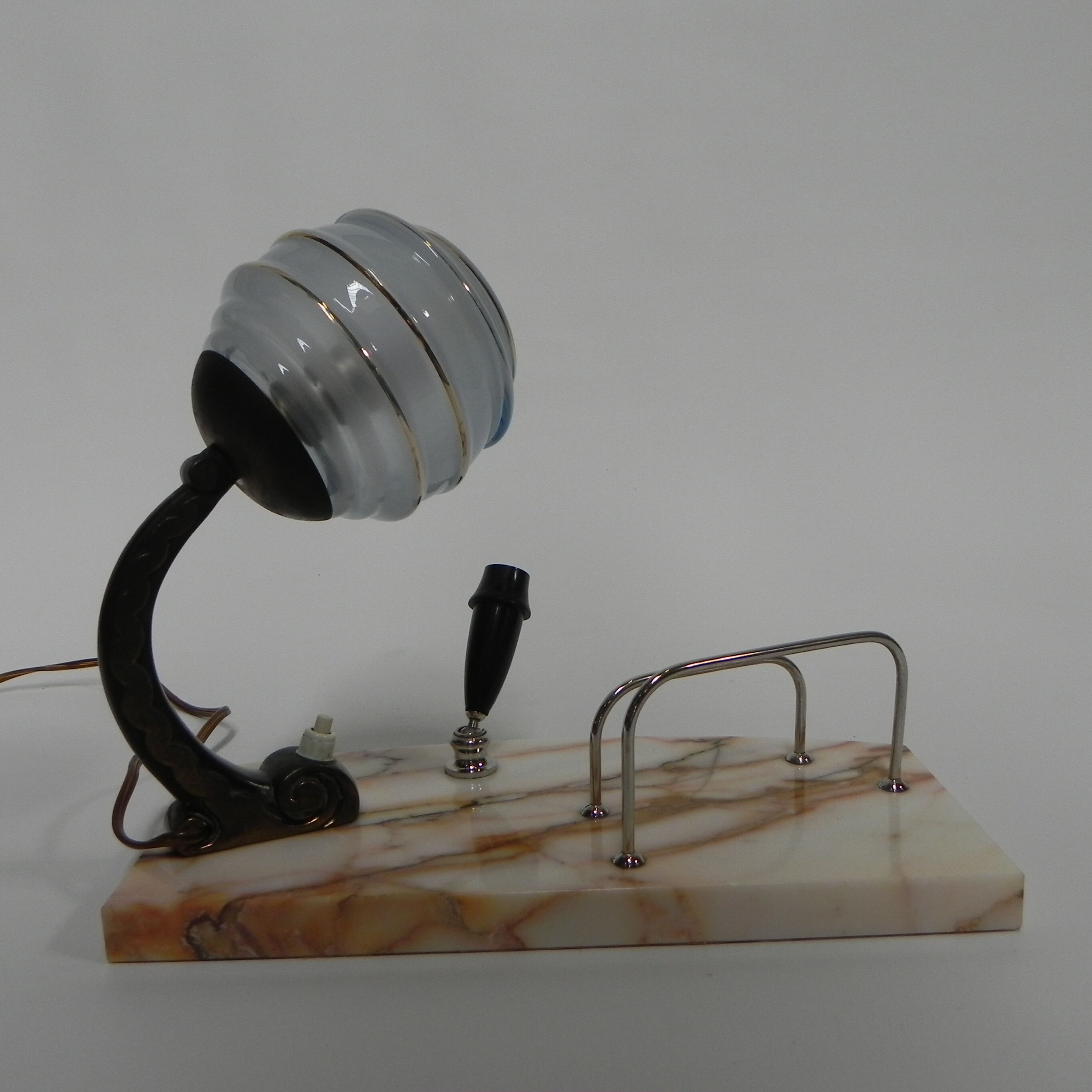 Art deco desk lamp with pen and letter holder