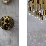 Vintage Atomic Mid-Century German Modern Brass Ceiling Lamp or Wall Sconce