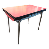 Table en formica rouge extensible années 70