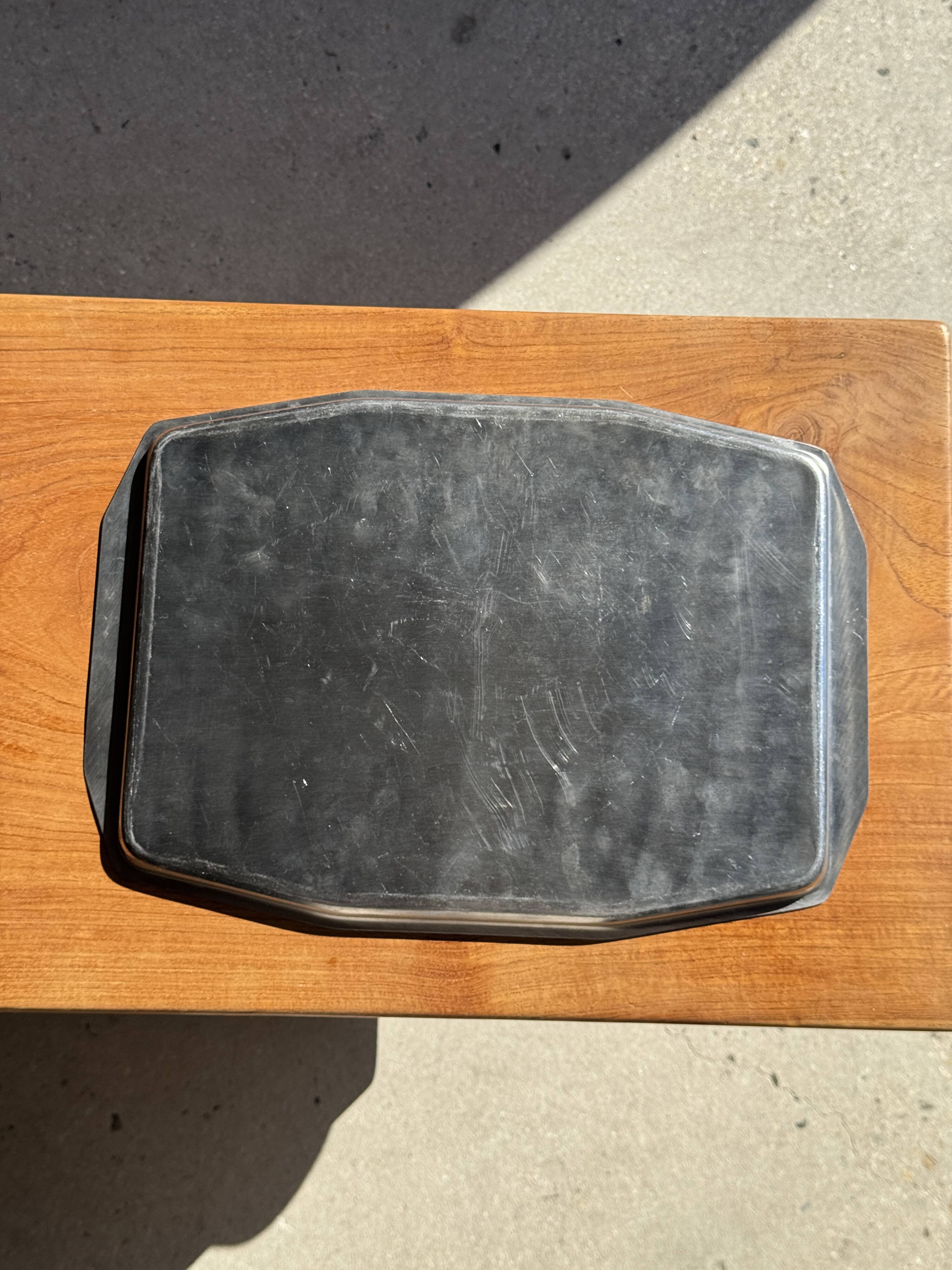 Vintage rectangular silver-plated tray with handles L37 W27 H1.5