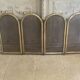 Vintage brass fireplace screen, folding spark guard with 4 panels,