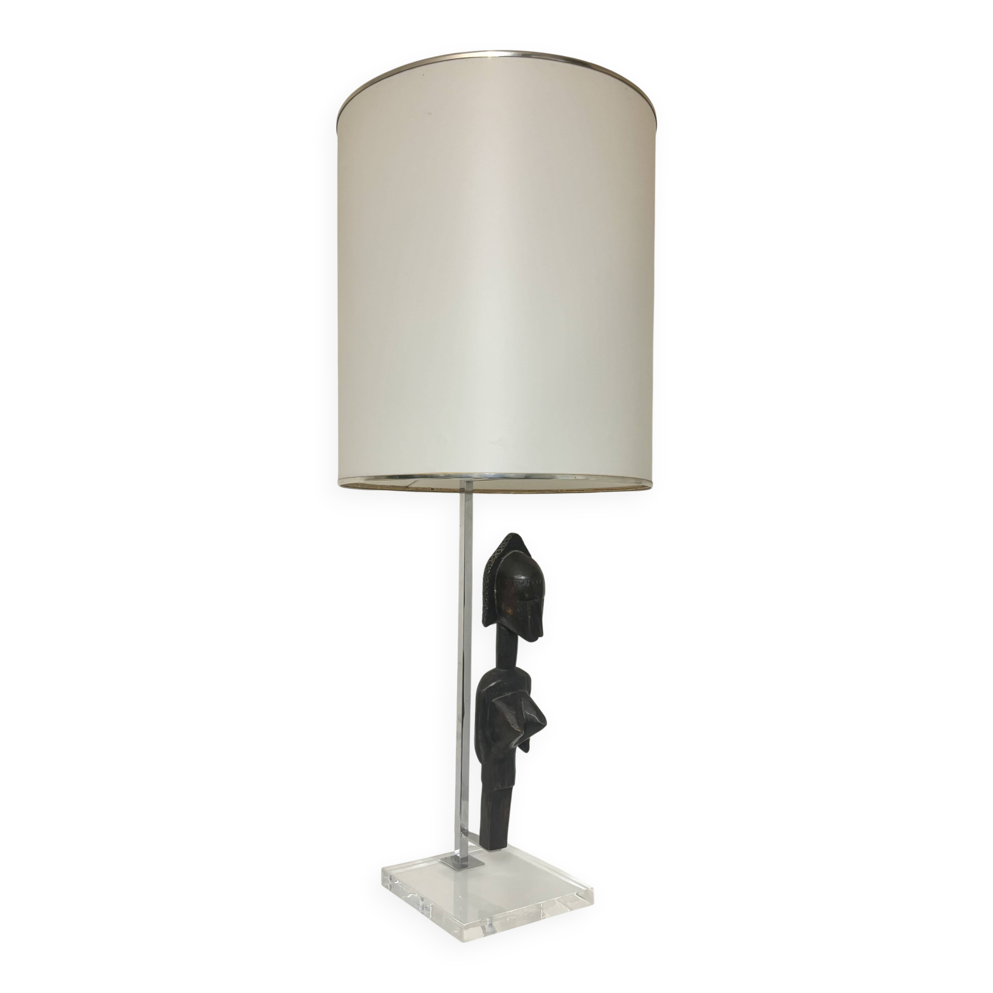 Lampe plexiglass surmontée d’un totem 1970