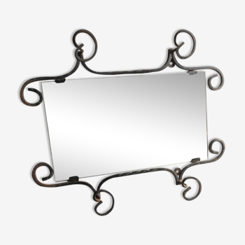 Mirror, vintage wrought iron coat rack