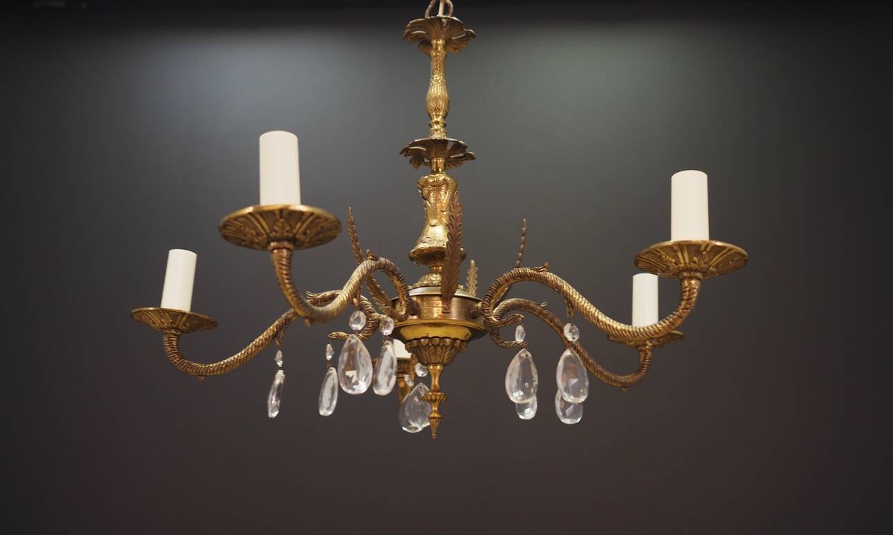 Brass chandelier, Danish design, 1960s, production: Denmark