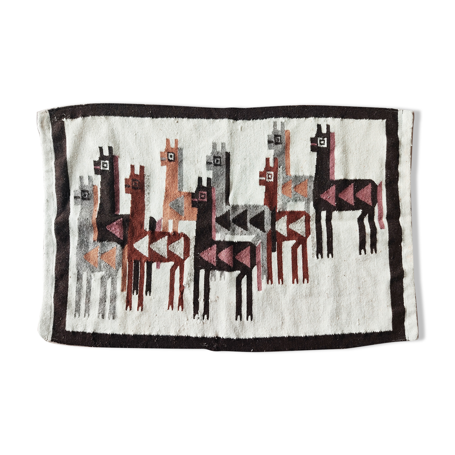 Vintage Carpet Lamas South America 66 x 111 cm