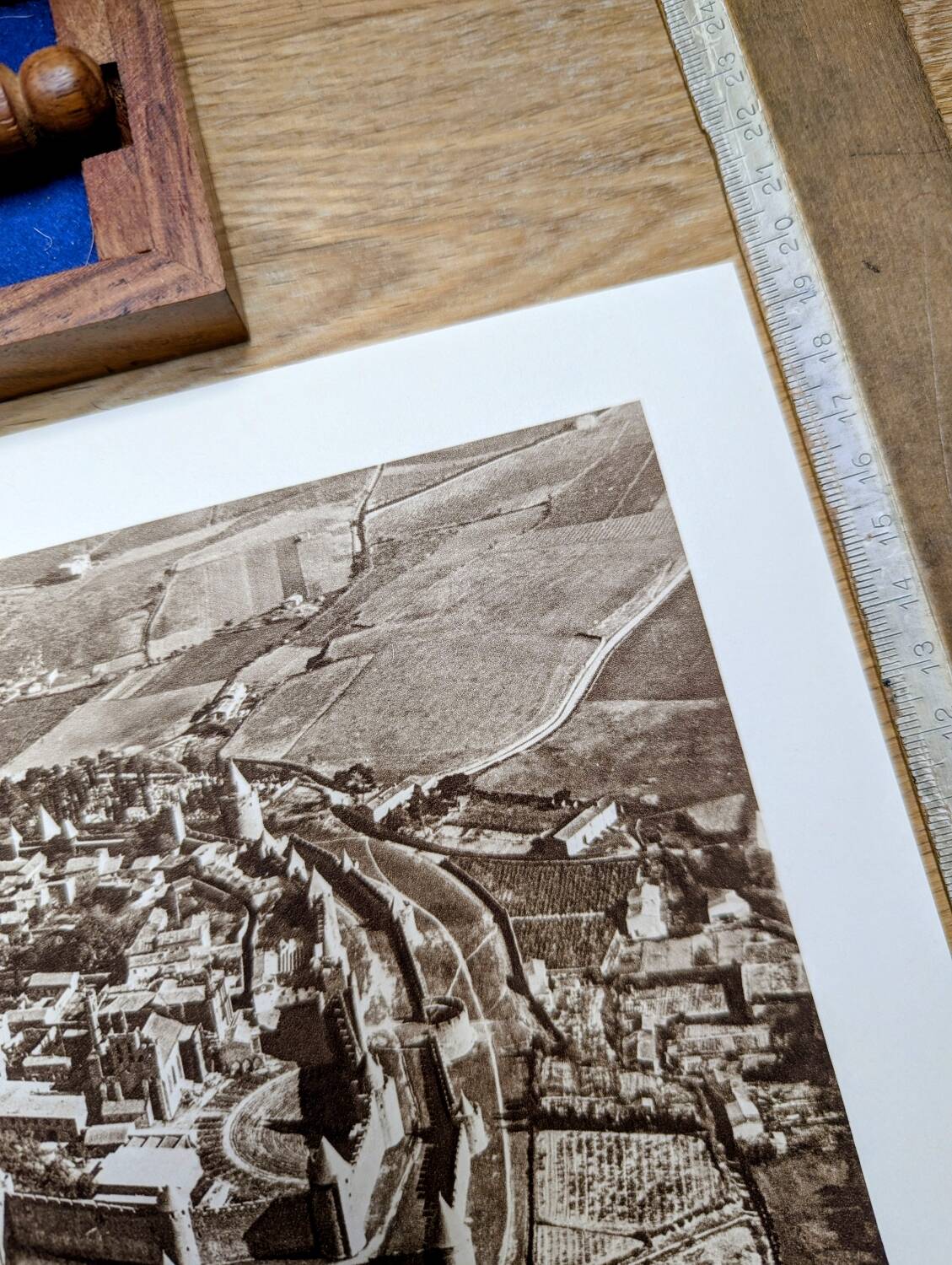 Carcassonne, Aude, vintage, photo plate printed in 1935.