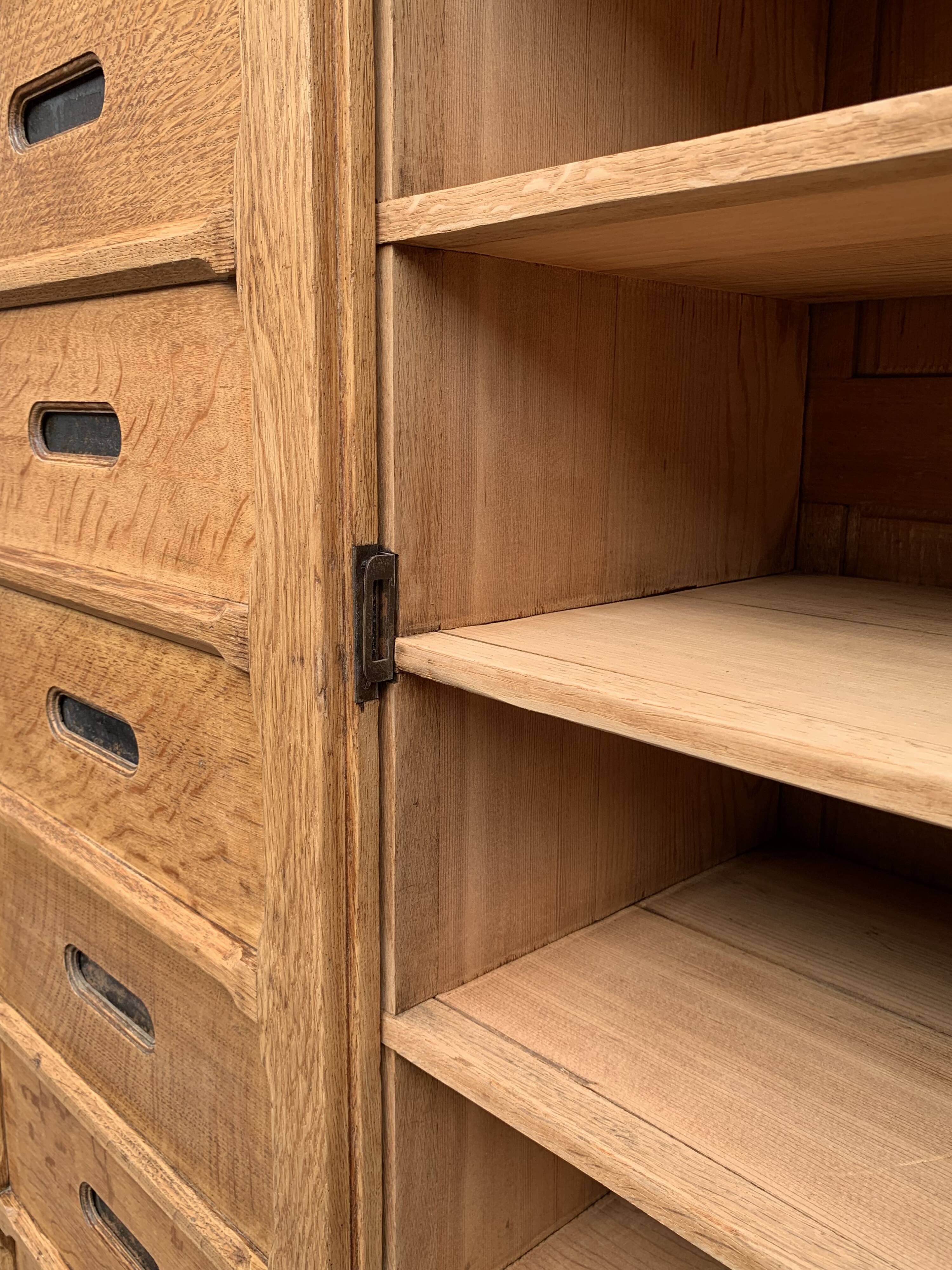 Solid raw oak notary cabinet, 1920