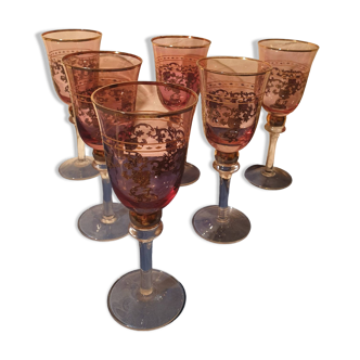 Série de 6 beaux verres à kiddouch joli décor doré