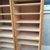 Classeur double à rideaux en bois massif – meuble de métier vintage