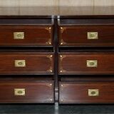 Vintage Anglo-Indian hardwood commode with brass inlays.