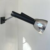 Pair of vintage wall lights, chrome and matte black metal, France 1960