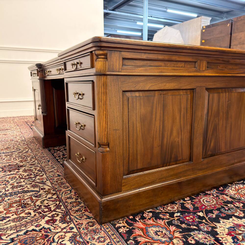 Large classic English Chesterfield partner desk