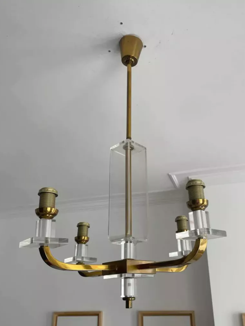 Chandelier in brass France 1970