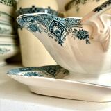 Saucière en terre de fer bleue et blanche