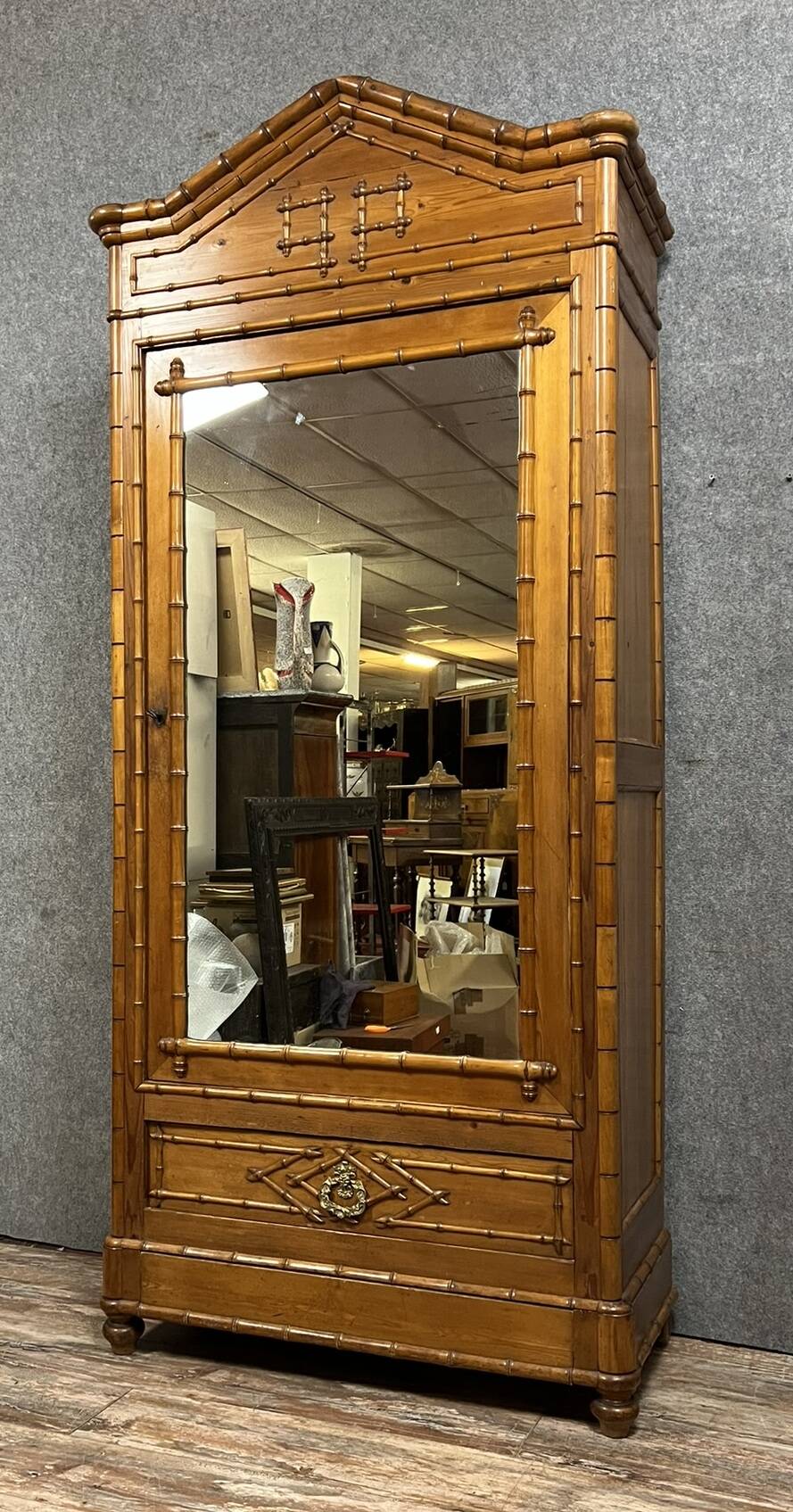 Napoleon III period wardrobe in bamboo-style cherry wood