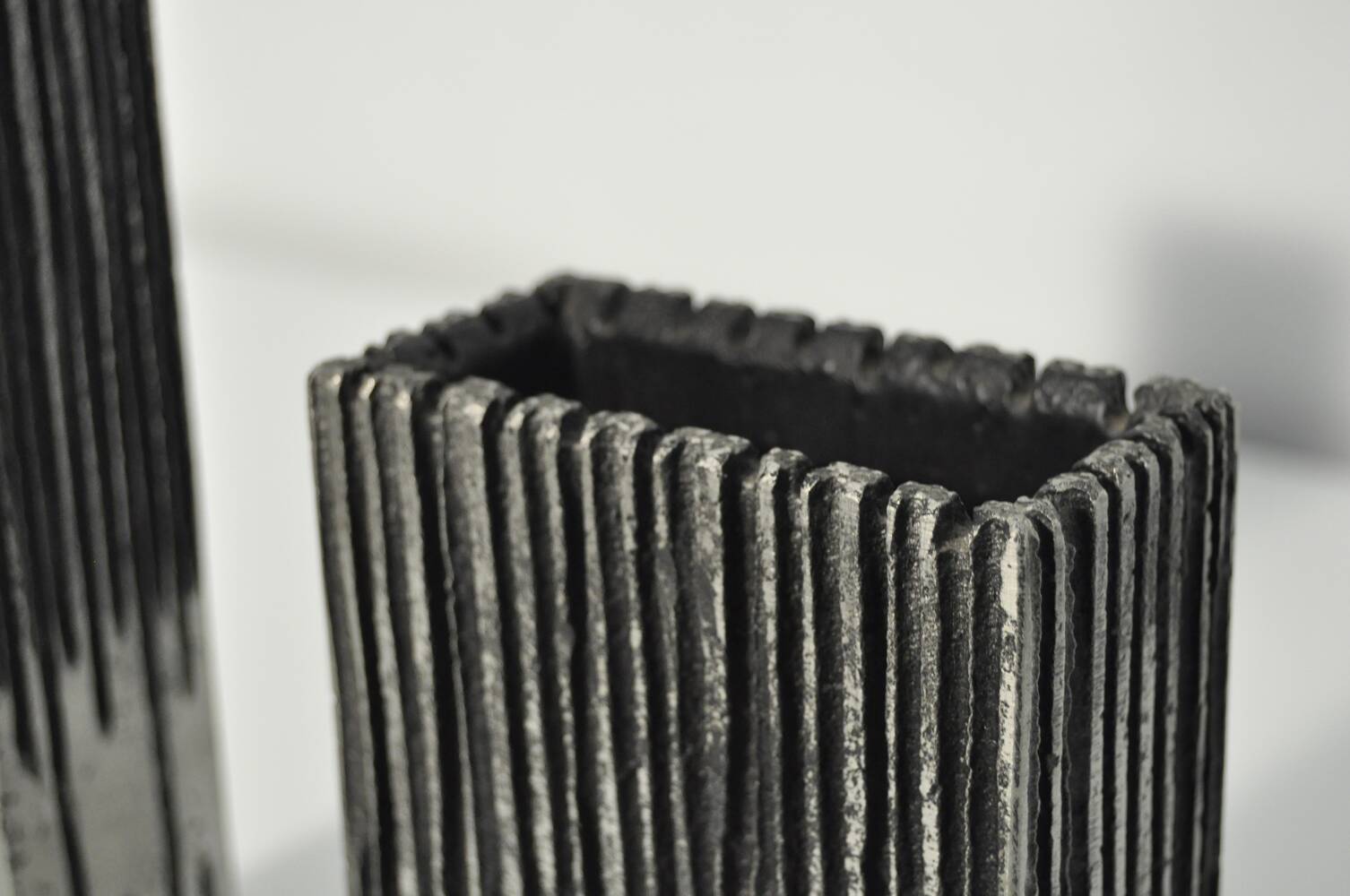 Cast aluminum brutalist vases designed by artist Willy Ceysens, Belgium 1960s
