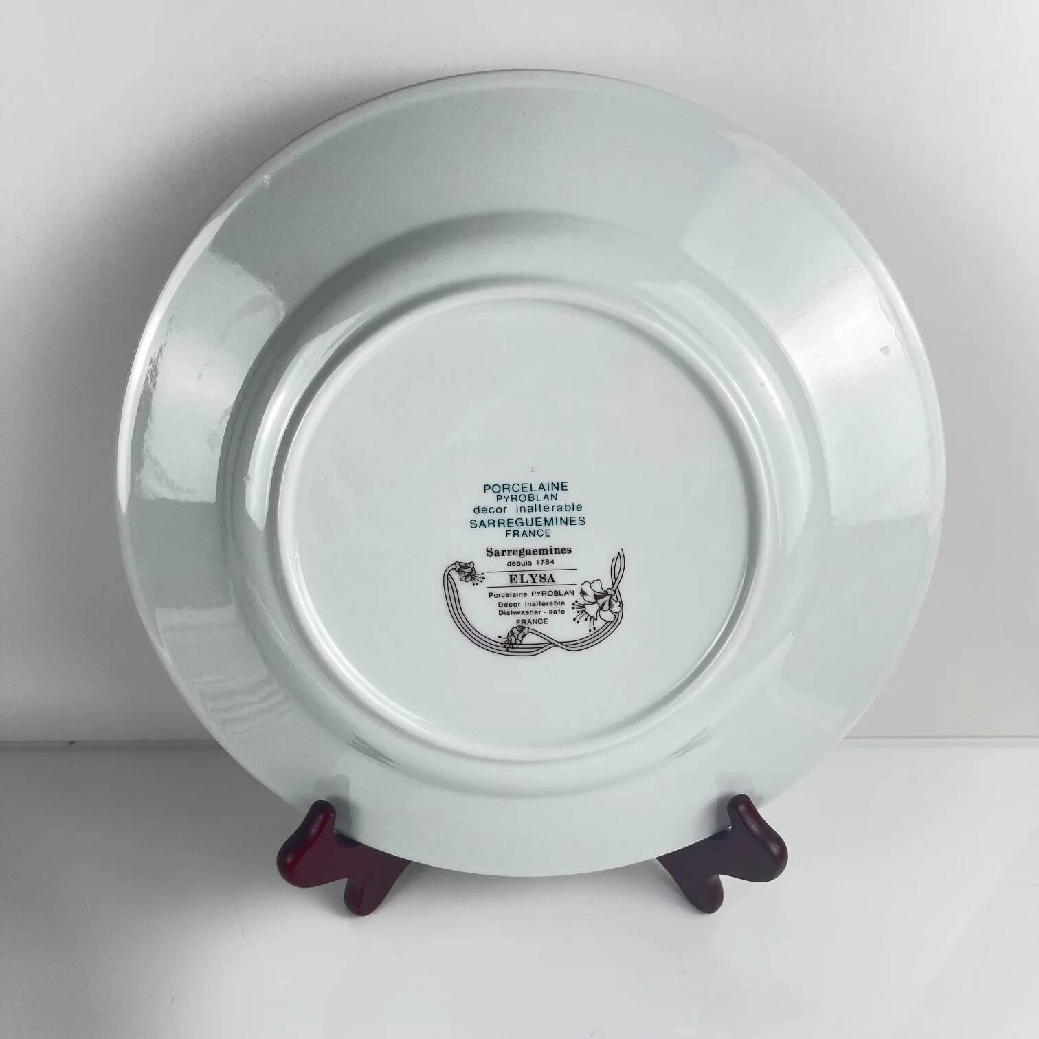 Set de 6 assiettes plates "Elysa", Sarreguemines, 1980-90