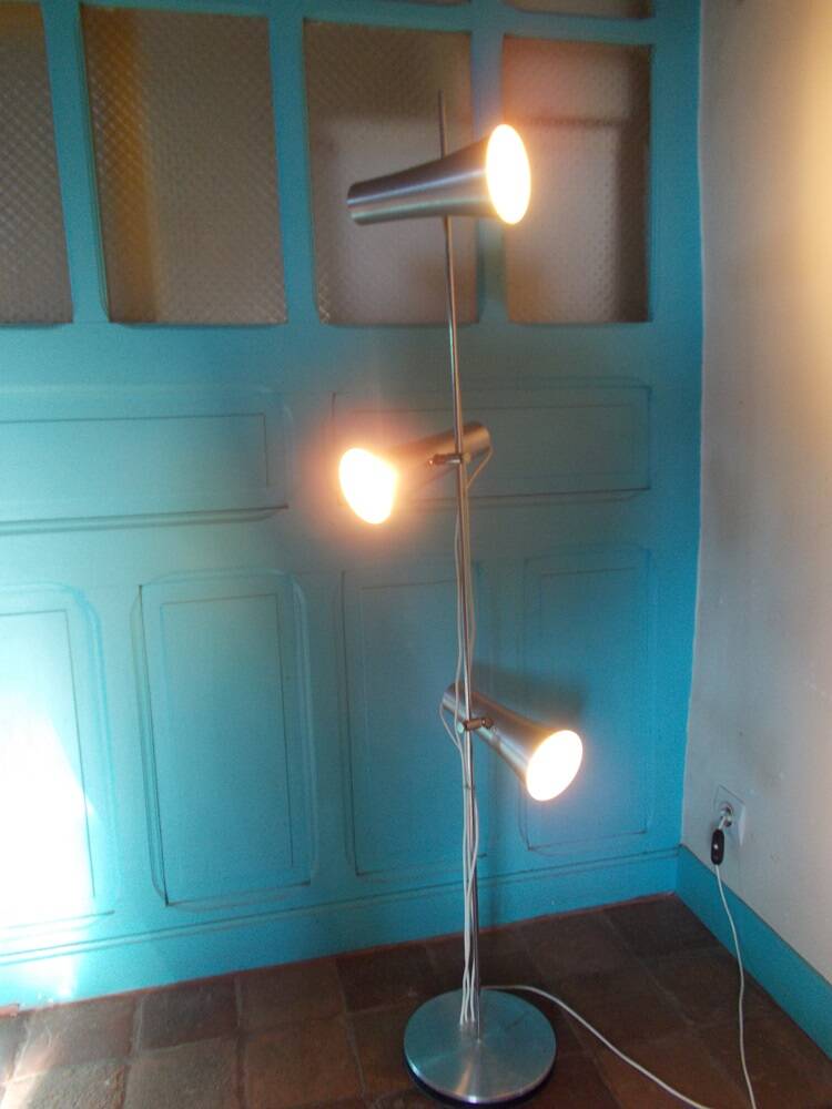 70s floor lamp in brushed aluminum