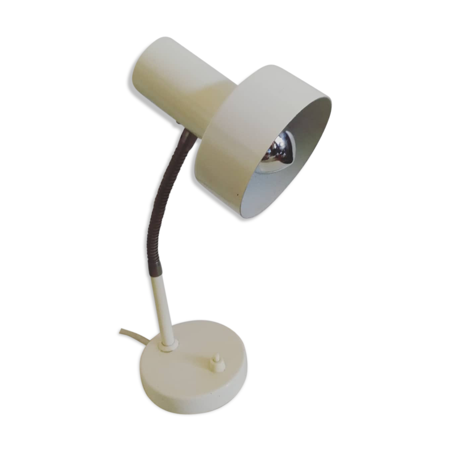 Flexible desk lamp, design 70s, white metal