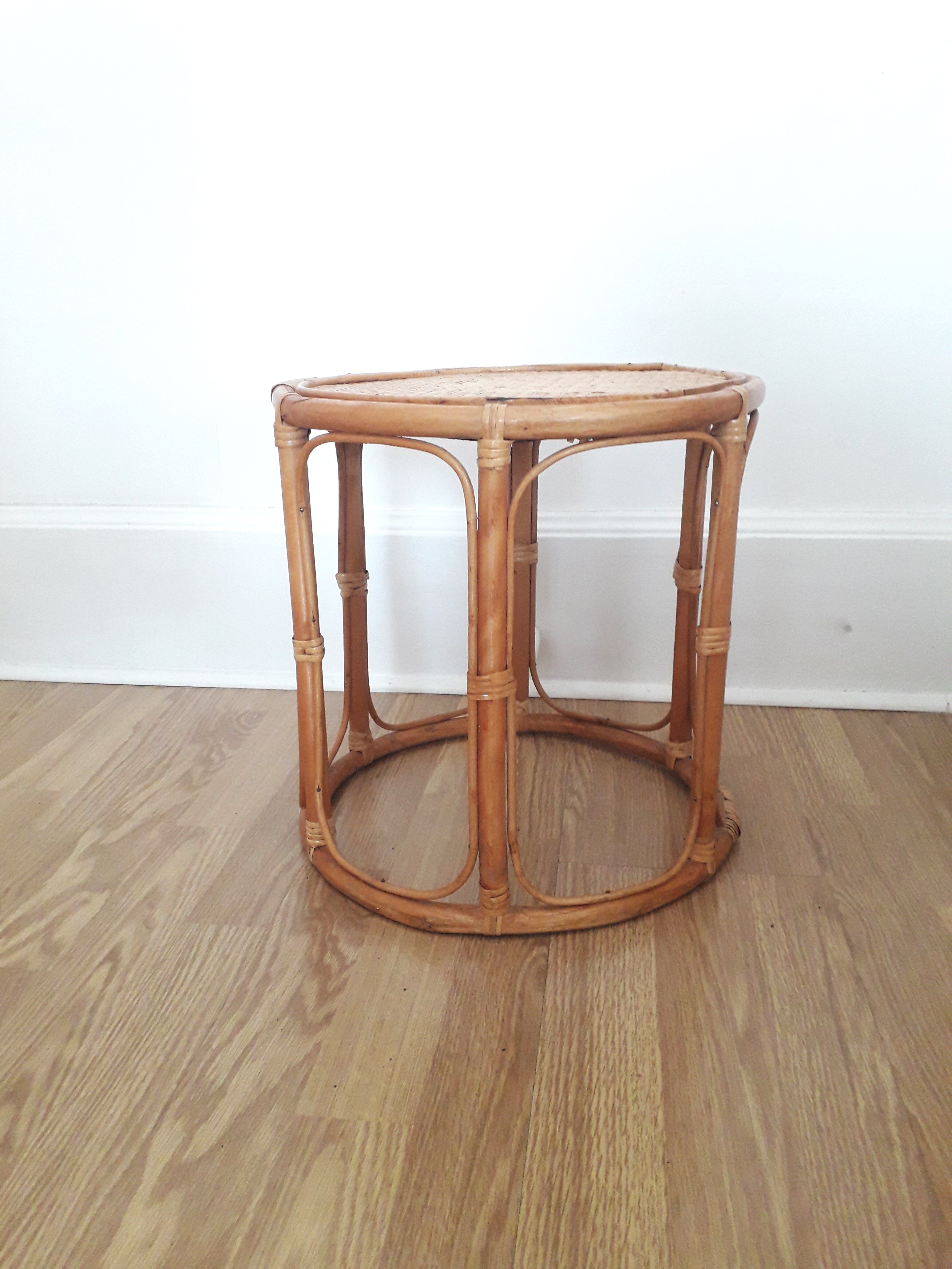 Vintage sofa end / side table - Rotion/ Bamboo - 1980