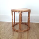 Vintage sofa end / side table - Rotion/ Bamboo - 1980