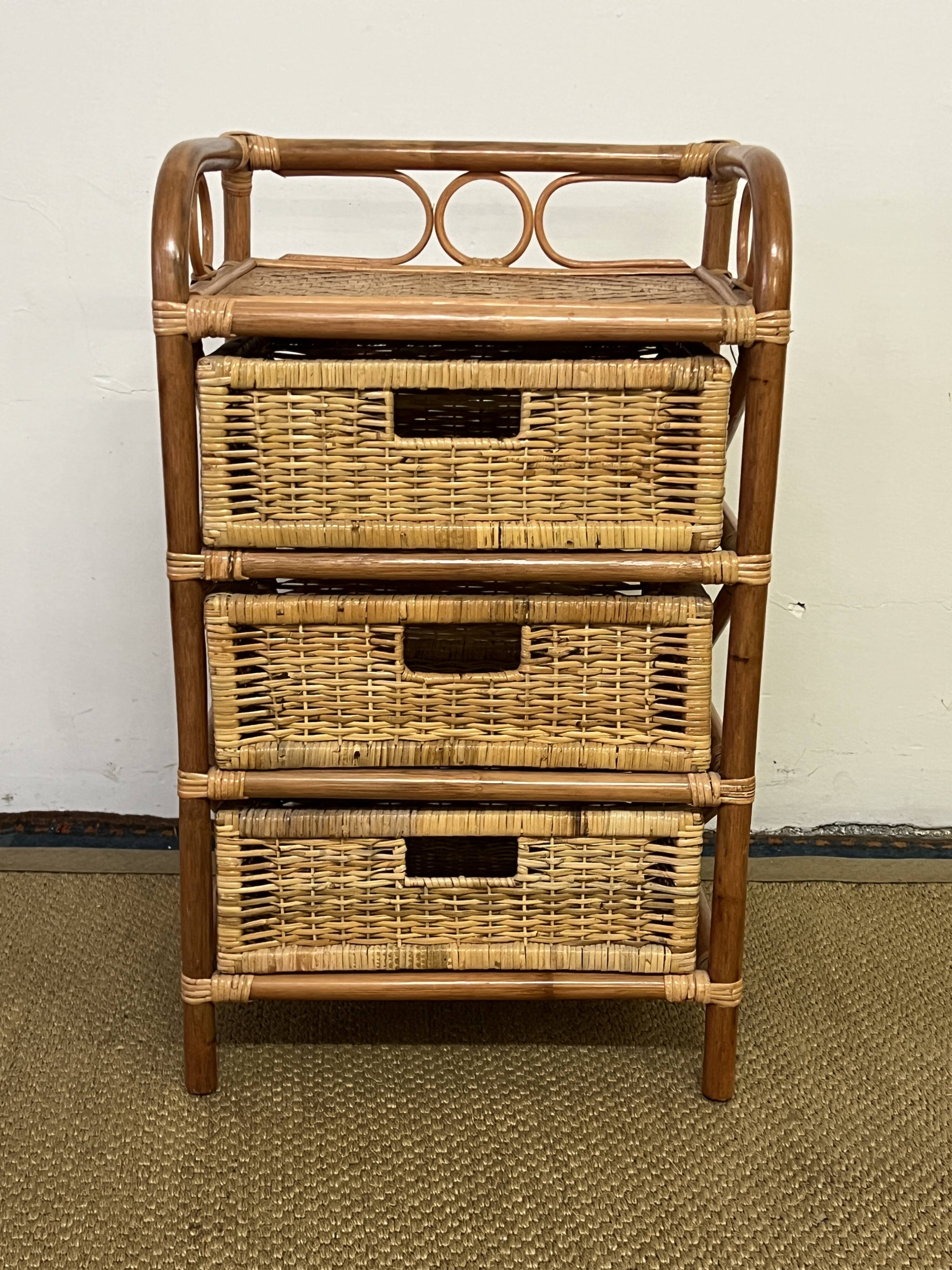 Vintage rattan chest of drawers