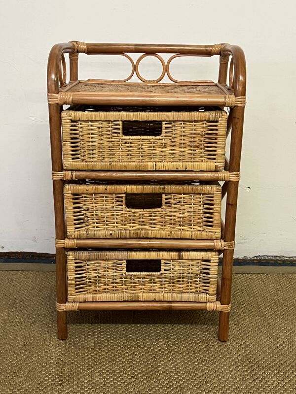 Commode en rotin vintage