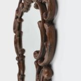 Baroque mirror with hand carved oak ornated frame, France 1950s