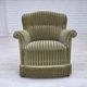 1960s, Danish armchair, original striped furniture velour, beech wood legs.