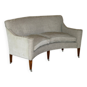 William Yeowood Curved 2-Seater Sofa in Velvet and Linen