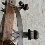 Castle chandelier in oak and cast iron 1950 60