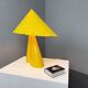 Large yellow table lamp, aluminium and iron, unique piece, custom-made, France, 1950s