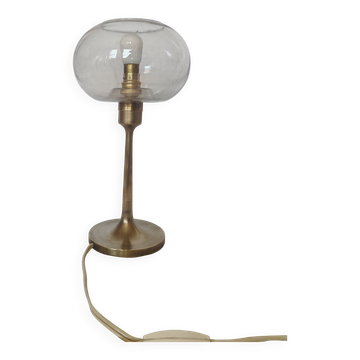 Lampe en laiton et verre style Sciolari, 1970