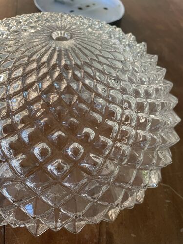 Plafonnier oursin en verre vintage 25 cm