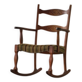 Chaise à bascule en Oak, modernité danoise du milieu du siècle, Henning Kjærnulf, 1960s