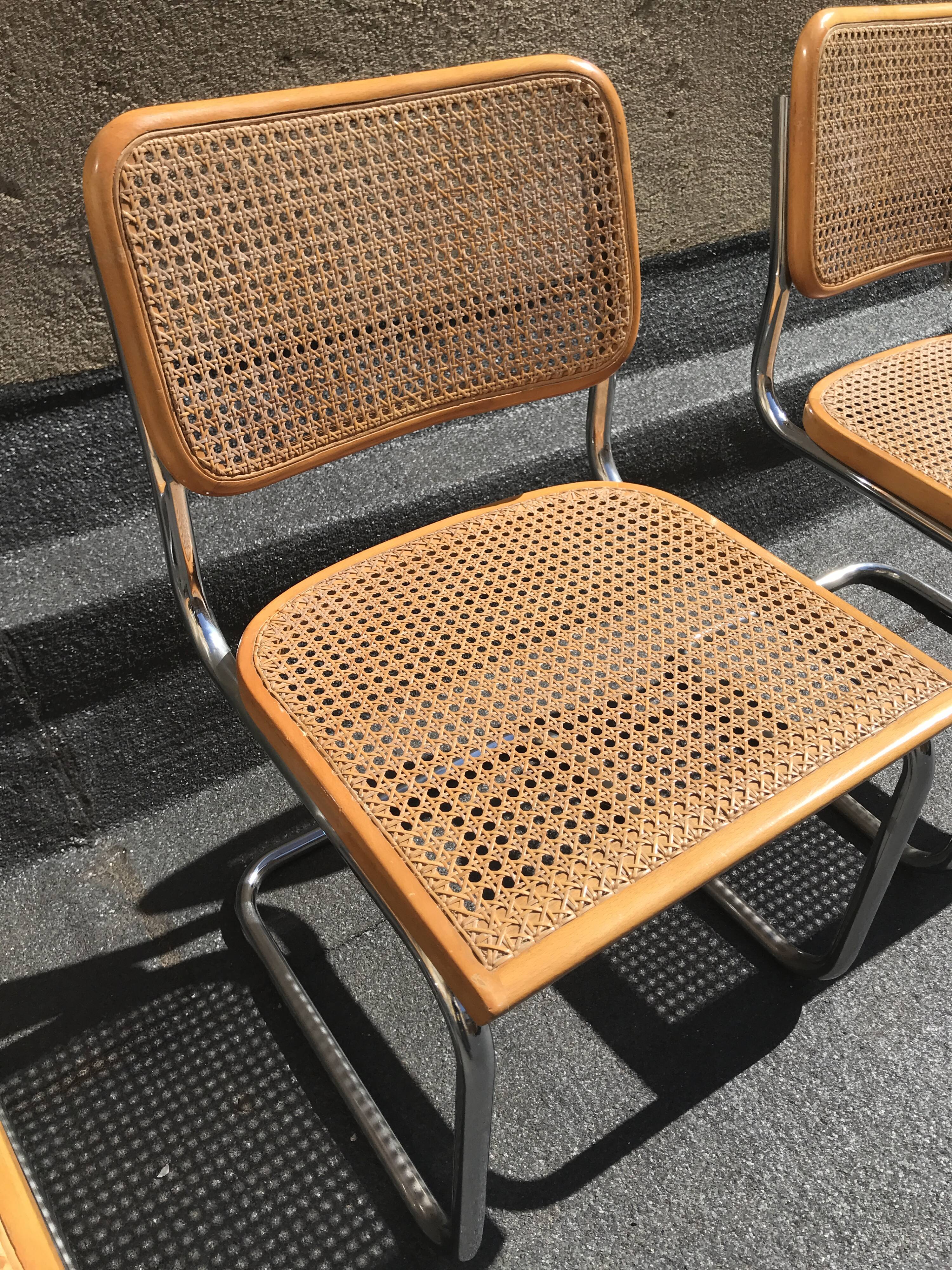 4 chaises Cesca B32 Marcel Breuer