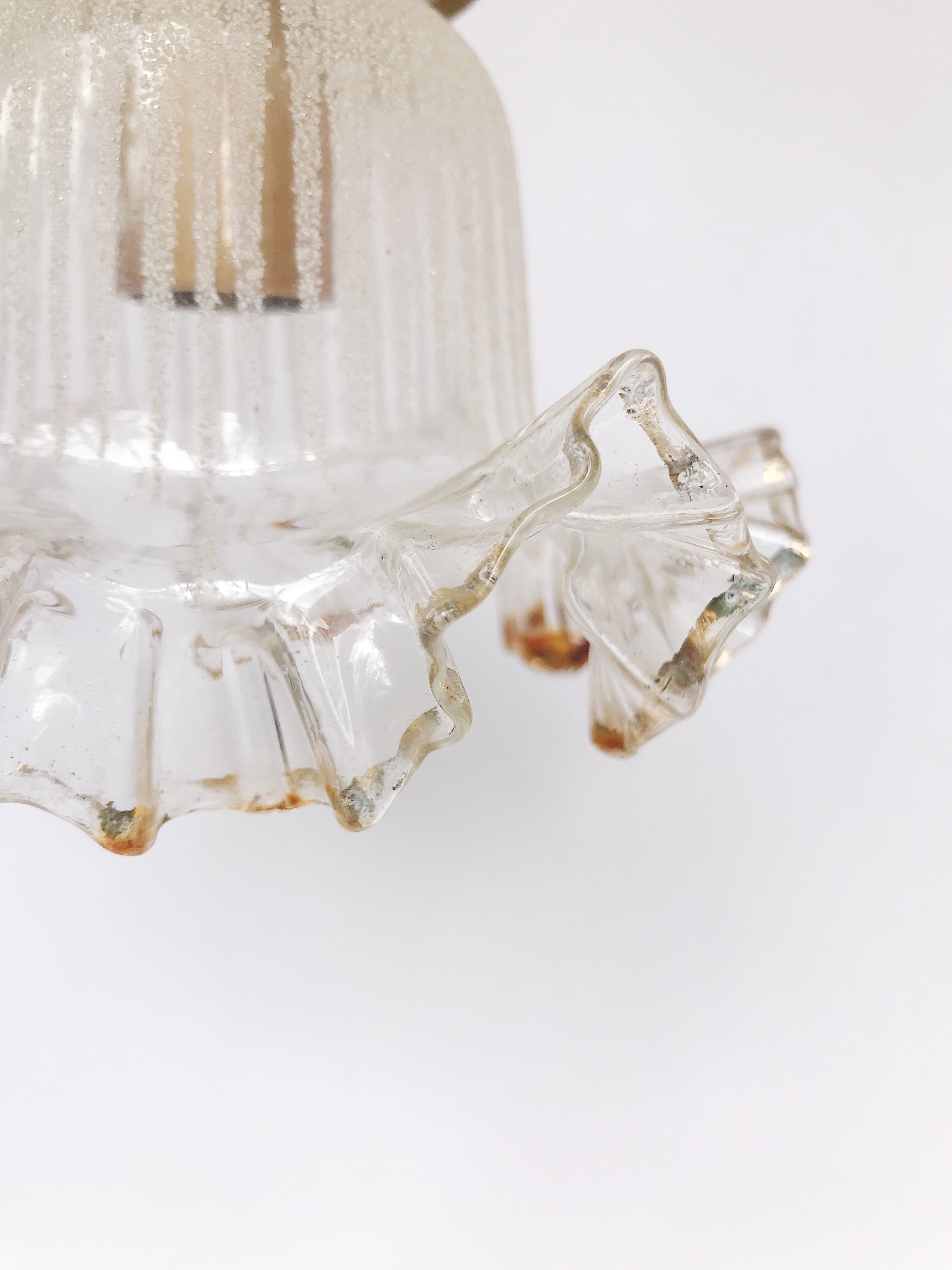 Vintage walking lamp frosted decoration and golden bordered petticoat