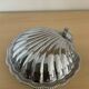 Vintage shell butter dish in silver metal and glass