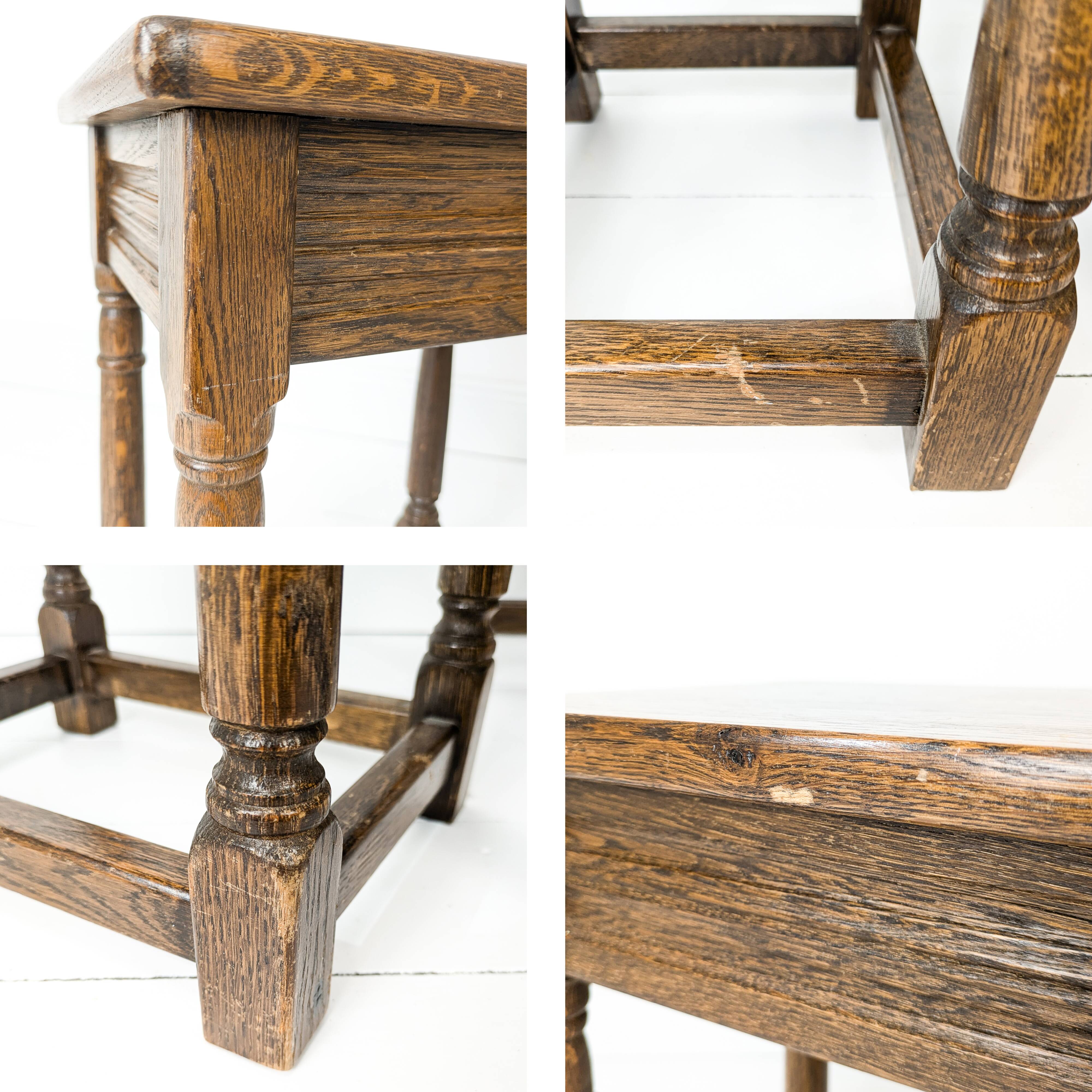 Lot de 3 tables d'appoint Mid Century Vintage en bois massif Landhaus Rustikal Banc de fleurs Tabour