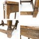 Lot de 3 tables d'appoint Mid Century Vintage en bois massif Landhaus Rustikal Banc de fleurs Tabour